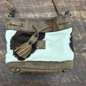 STS Ranchwear Cowhide Crossbody Bag in Brown and White
